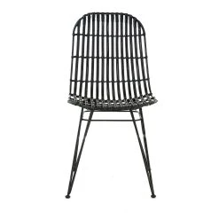 Zago Chaise En Rotin Naturel Et Metal Noir - KUBU