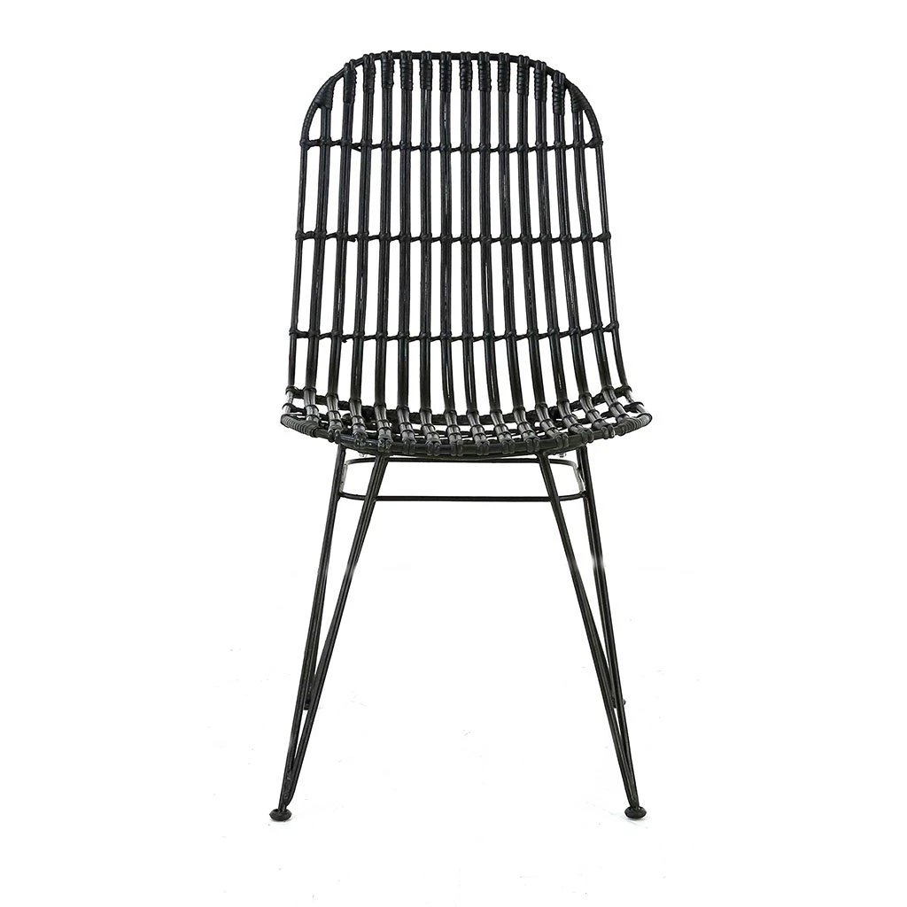 Zago Chaise En Rotin Naturel Et Metal Noir - KUBU 3 Zago Chaise En Rotin Naturel Et Metal Noir - KUBU