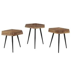 Zago Tables Basses Gigognes (x 3) En Teck Et Métal Hexagonales - WOODY