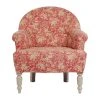 Comptoir De Famille Fauteuil Crapaud Floral En Coton Rouge Et Pin - Margot