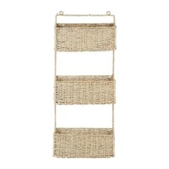 Comptoir De Famille Etagere Murale 3 Paniers Recif Naturel En Jonc De Mer