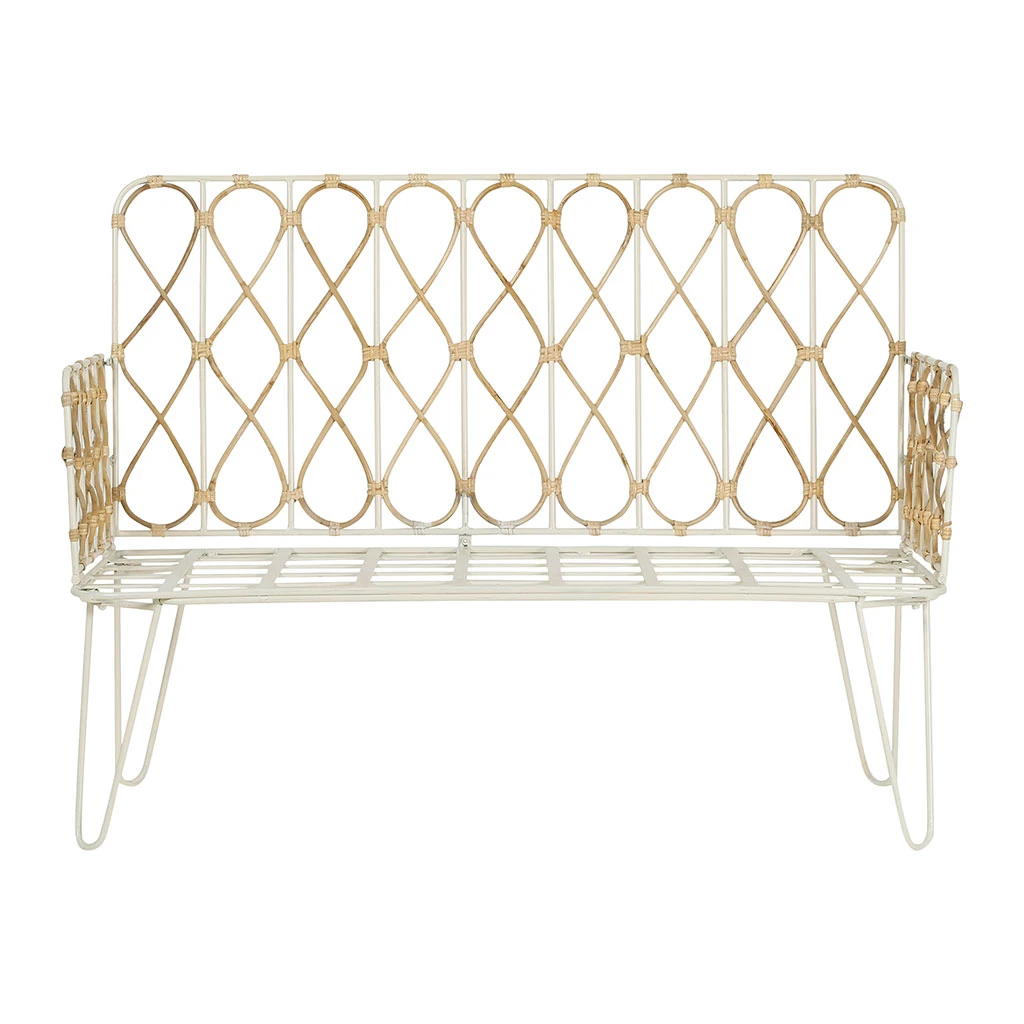 Comptoir De Famille Banquette 2 Places En Fer Blanc Et Rotin Naturel -roseraie 3 Comptoir De Famille Banquette 2 Places En Fer Blanc Et Rotin Naturel -roseraie