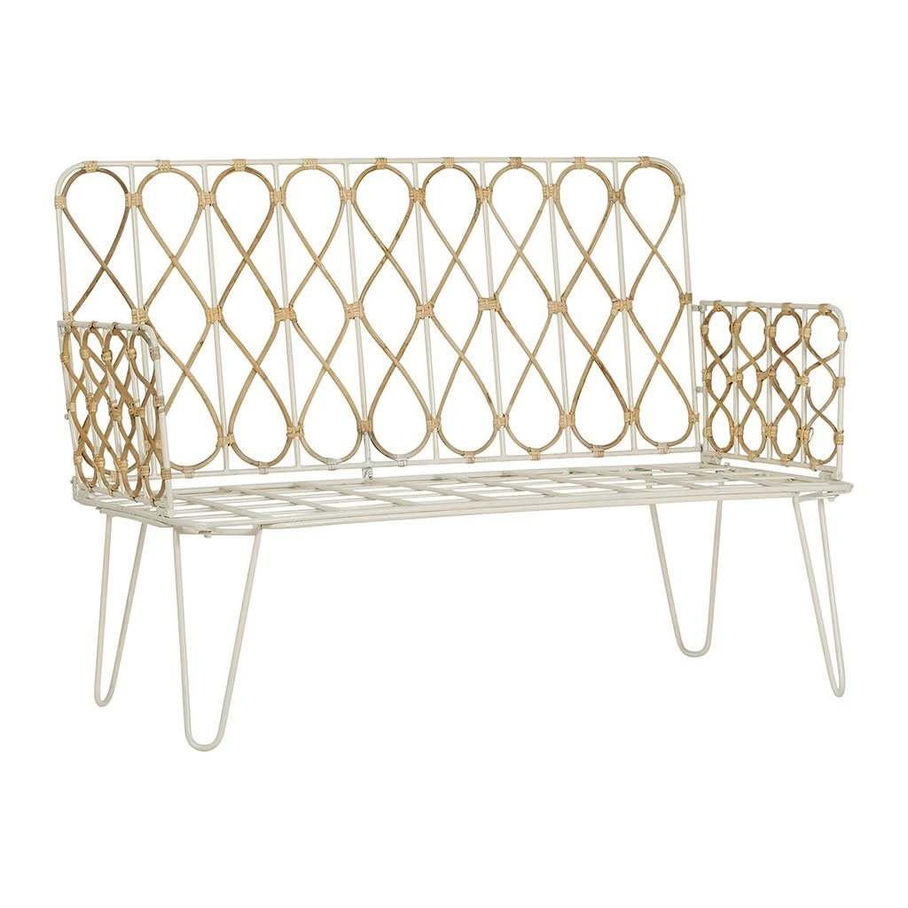 Comptoir De Famille Banquette 2 Places En Fer Blanc Et Rotin Naturel -roseraie 4 Comptoir De Famille Banquette 2 Places En Fer Blanc Et Rotin Naturel -roseraie – Image 2