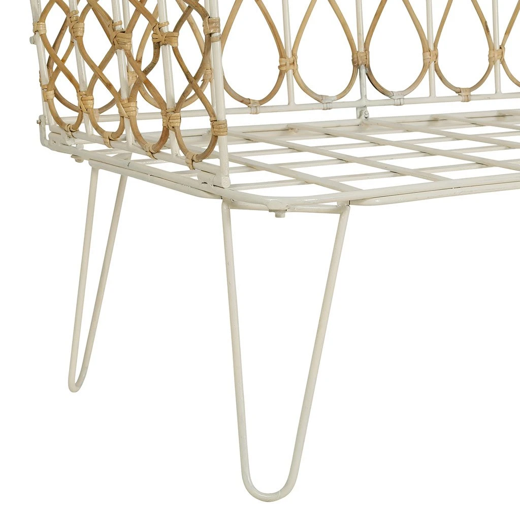 Comptoir De Famille Banquette 2 Places En Fer Blanc Et Rotin Naturel -roseraie 5 Comptoir De Famille Banquette 2 Places En Fer Blanc Et Rotin Naturel -roseraie – Image 3