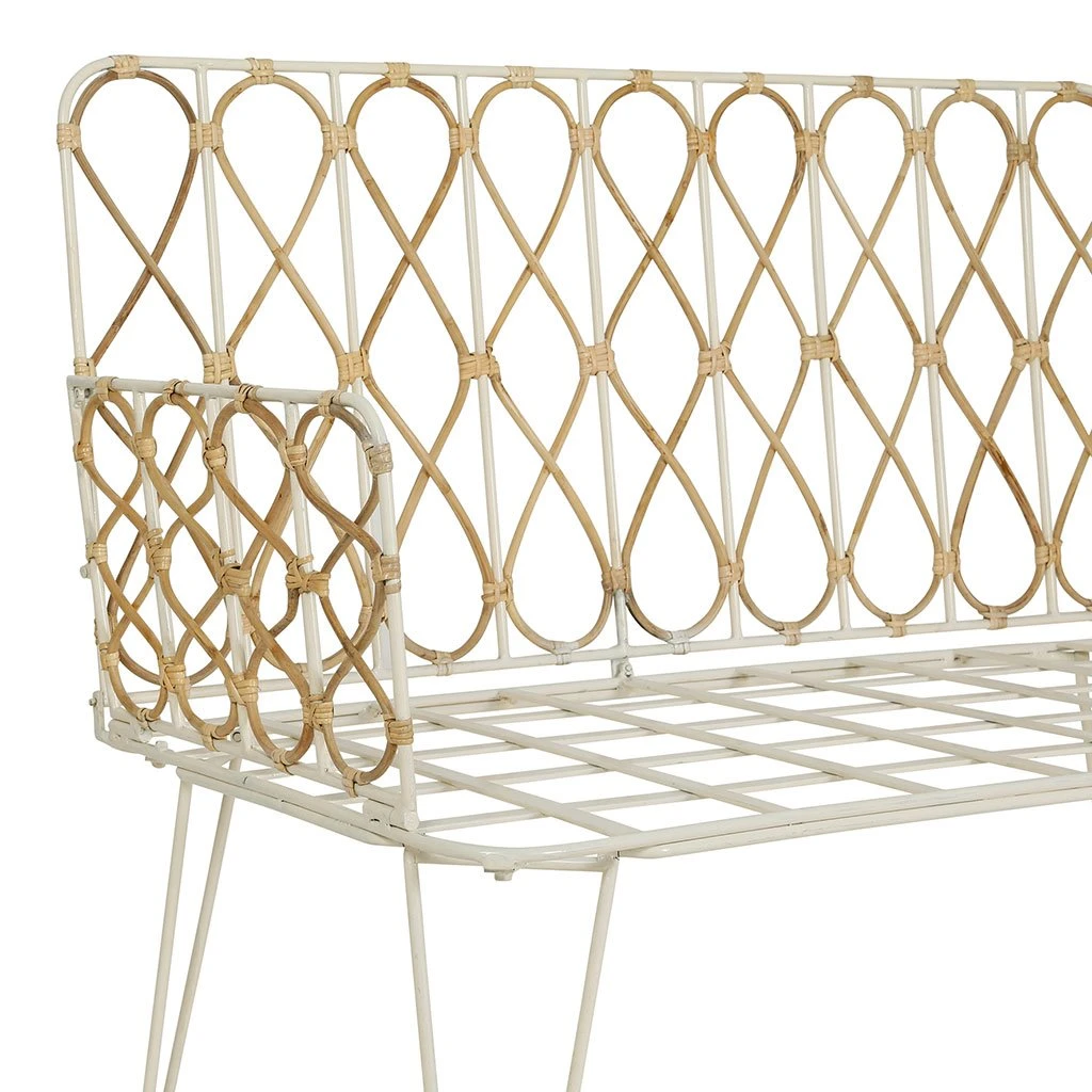 Comptoir De Famille Banquette 2 Places En Fer Blanc Et Rotin Naturel -roseraie 6 Comptoir De Famille Banquette 2 Places En Fer Blanc Et Rotin Naturel -roseraie – Image 4