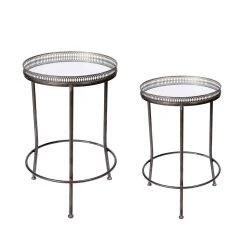 Côté Table Table Basse Gigogne (lot De 2) En Métal Bronze Et Miroir