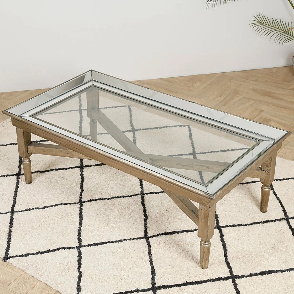 Côté Table Table Basse Baroque En Bois Et Verre - Miroir 8 Côté Table Table Basse Baroque En Bois Et Verre - Miroir – Image 6