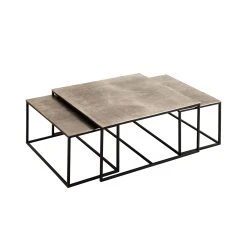 Côté Table Table Basse Gigogne (lot De 3) En Fer Argenté - Félia