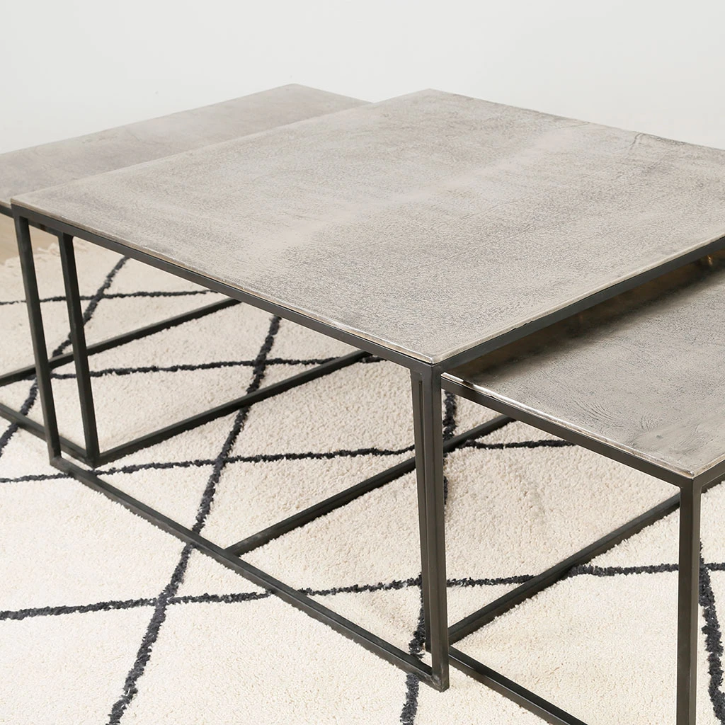 Côté Table Table Basse Gigogne (lot De 3) En Fer Argenté - Félia 6 Côté Table Table Basse Gigogne (lot De 3) En Fer Argenté - Félia – Image 5