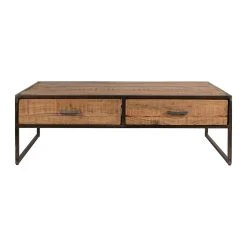 Côté Table Table Basse Industrielle En Bois D'acacia Avec 2 Tiroirs - Factory