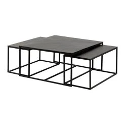 Côté Table Table Basse Gigogne Carrée (lot De 3) En Fer Noir - Felia