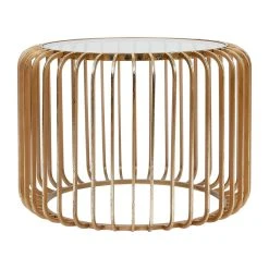 Côté Table Table Basse Ronde En Fer Doré Et Verre D65.5cm - Belisama