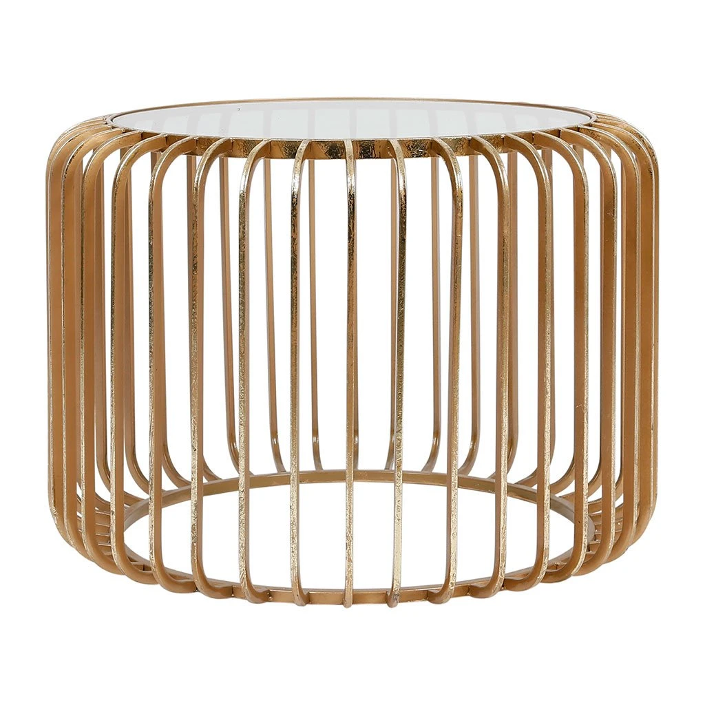 Côté Table Table Basse Ronde En Fer Doré Et Verre D65.5cm - Belisama 3 Côté Table Table Basse Ronde En Fer Doré Et Verre D65.5cm - Belisama