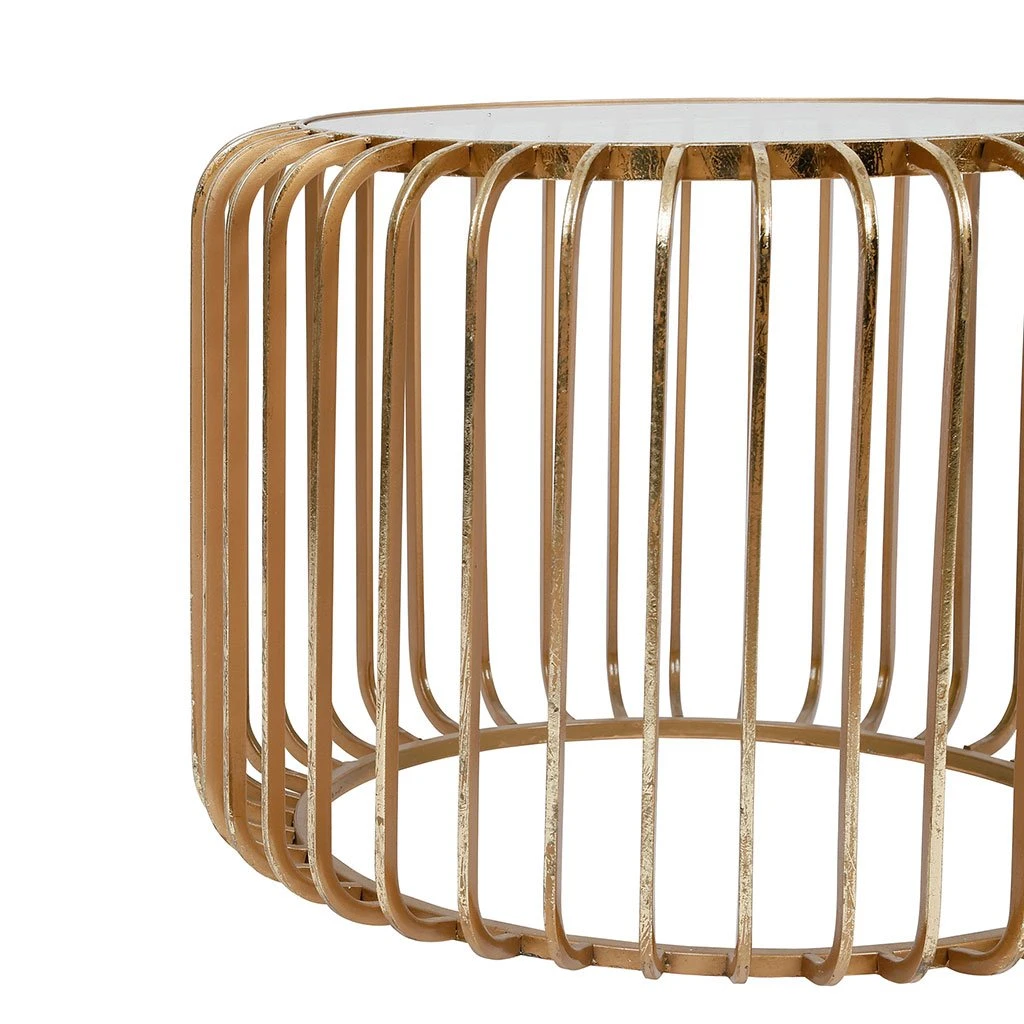Côté Table Table Basse Ronde En Fer Doré Et Verre D65.5cm - Belisama 5 Côté Table Table Basse Ronde En Fer Doré Et Verre D65.5cm - Belisama – Image 3