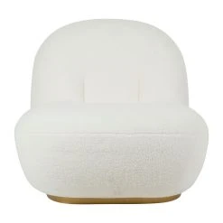 Côté Table Fauteuil Doudou Bouclette Blanc Et Doré - Maudan