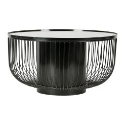 Côté Table Table Basse Ronde En Verre Et Acier Noir - Lab