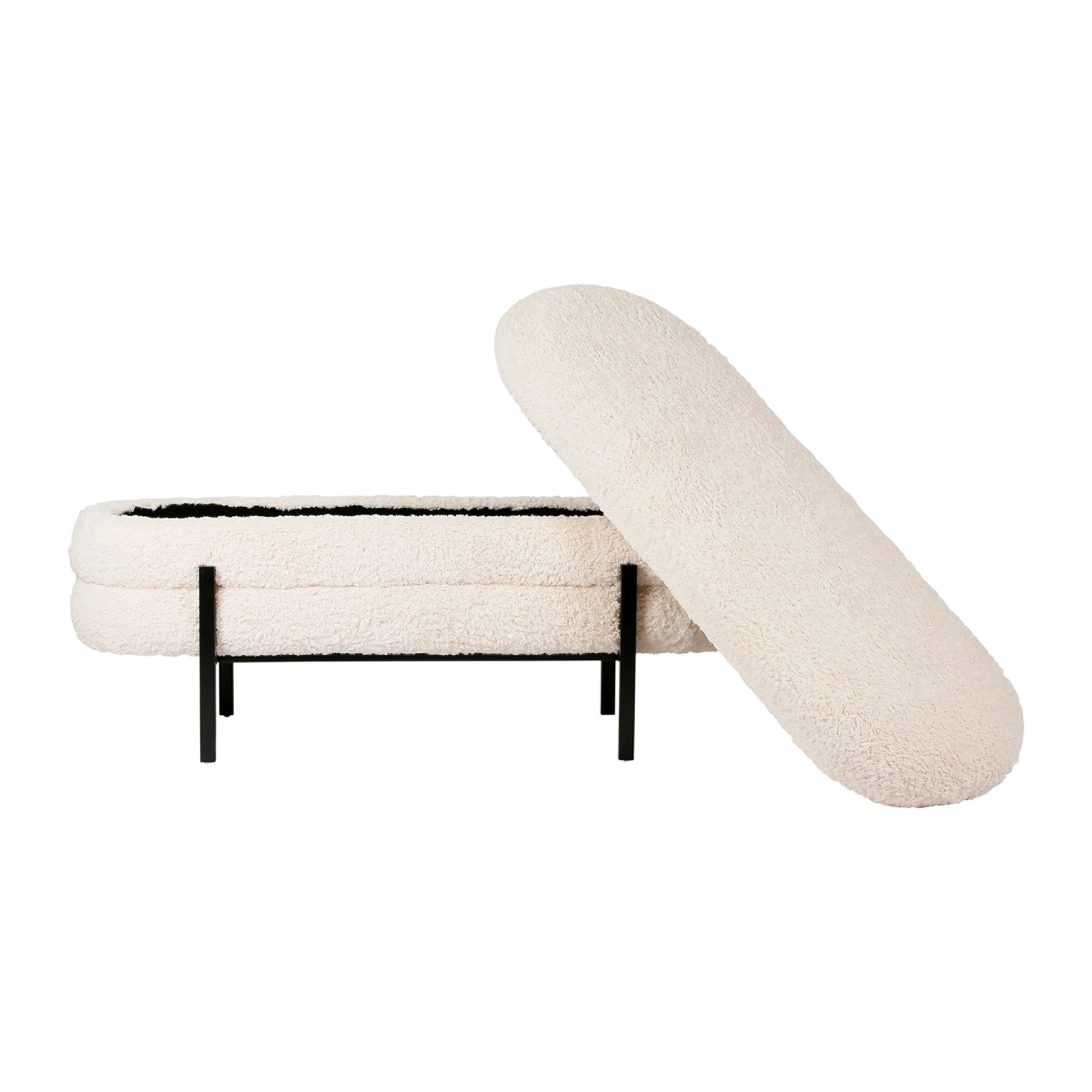 SEMA DESIGN Banc Coffre En Tissu Bouclette Crème Et Fer Noir - Cosine 4 SEMA DESIGN Banc Coffre En Tissu Bouclette Crème Et Fer Noir - Cosine – Image 2