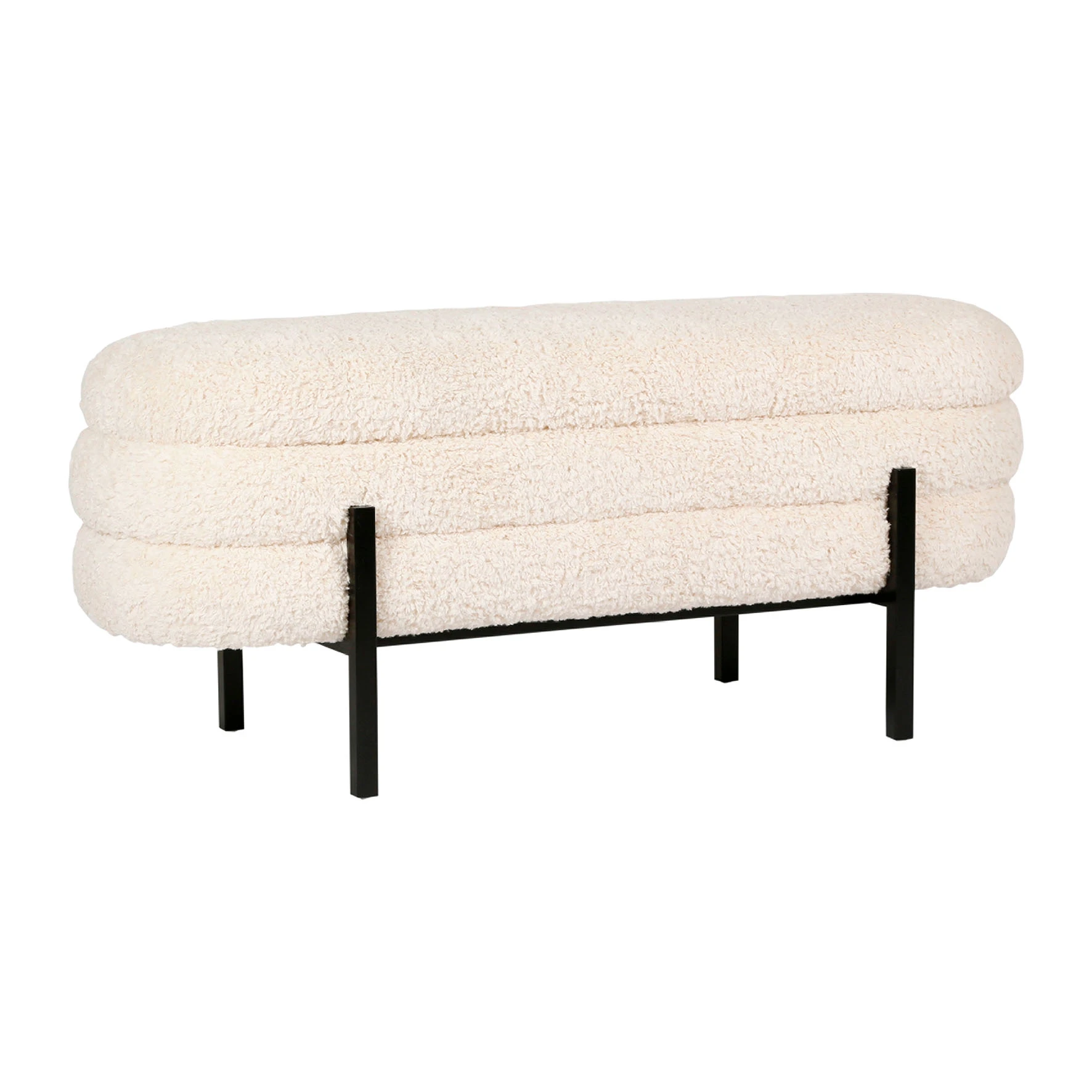 SEMA DESIGN Banc Coffre En Tissu Bouclette Crème Et Fer Noir - Cosine 5 SEMA DESIGN Banc Coffre En Tissu Bouclette Crème Et Fer Noir - Cosine – Image 3