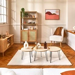 Home Déco Factory Table Basse Gigogne (lot De 3) En Plaqué Bois, Blanc Et Fer Noir - Audry -Sema Design Boutique 40cec amb 202205 photo3860 fdsjour21192 scaled