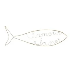 Jardin D'Ulysse Deco Murale "lamour A La Mer" Tournille Doré 24x8cm Fer