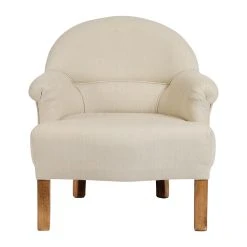 Comptoir De Famille Fauteuil Crapaud En Pin Et Coton Crème - Chambray