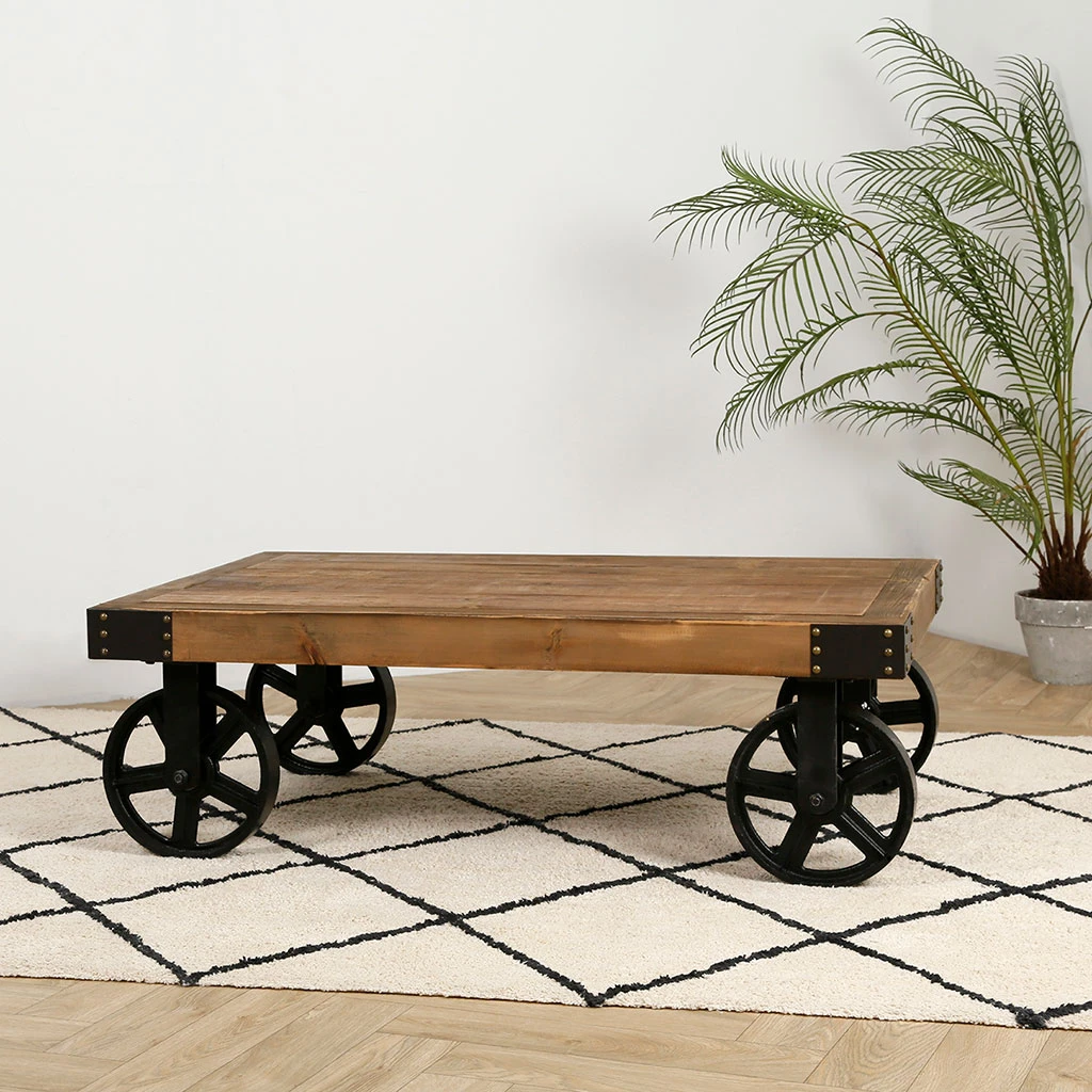 Casita Table Basse à Roulette En Bois Recyclé Et En Fer L111cm - Lucie 4 Casita Table Basse à Roulette En Bois Recyclé Et En Fer L111cm - Lucie – Image 2