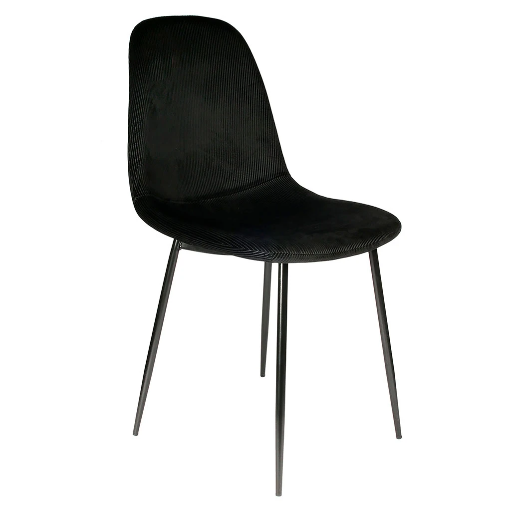 Home Déco Factory Chaise Salle à Manger En Velours Cotelé Noir - Giulia 3 Home Déco Factory Chaise Salle à Manger En Velours Cotelé Noir - Giulia