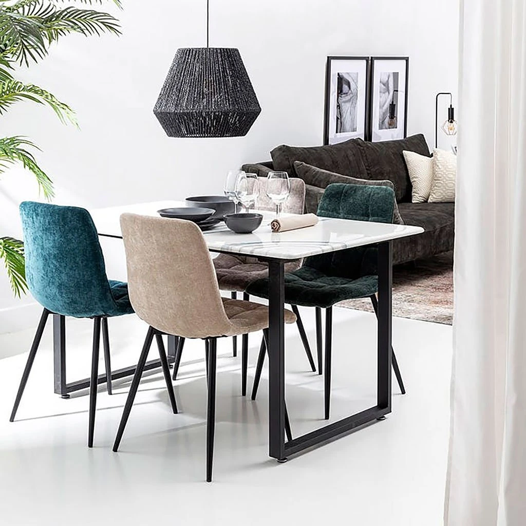 Ixia Chaise Salle à Manger En Tissu Bleu - Mony 7 Ixia Chaise Salle à Manger En Tissu Bleu - Mony – Image 5