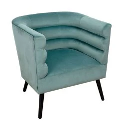 Home Déco Factory Fauteuil Club En Velours Vert De Gris - Amelia