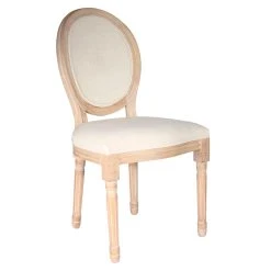Home Déco Factory Chaise Medaillon En Bois D'hévea Beige Et Cannage
