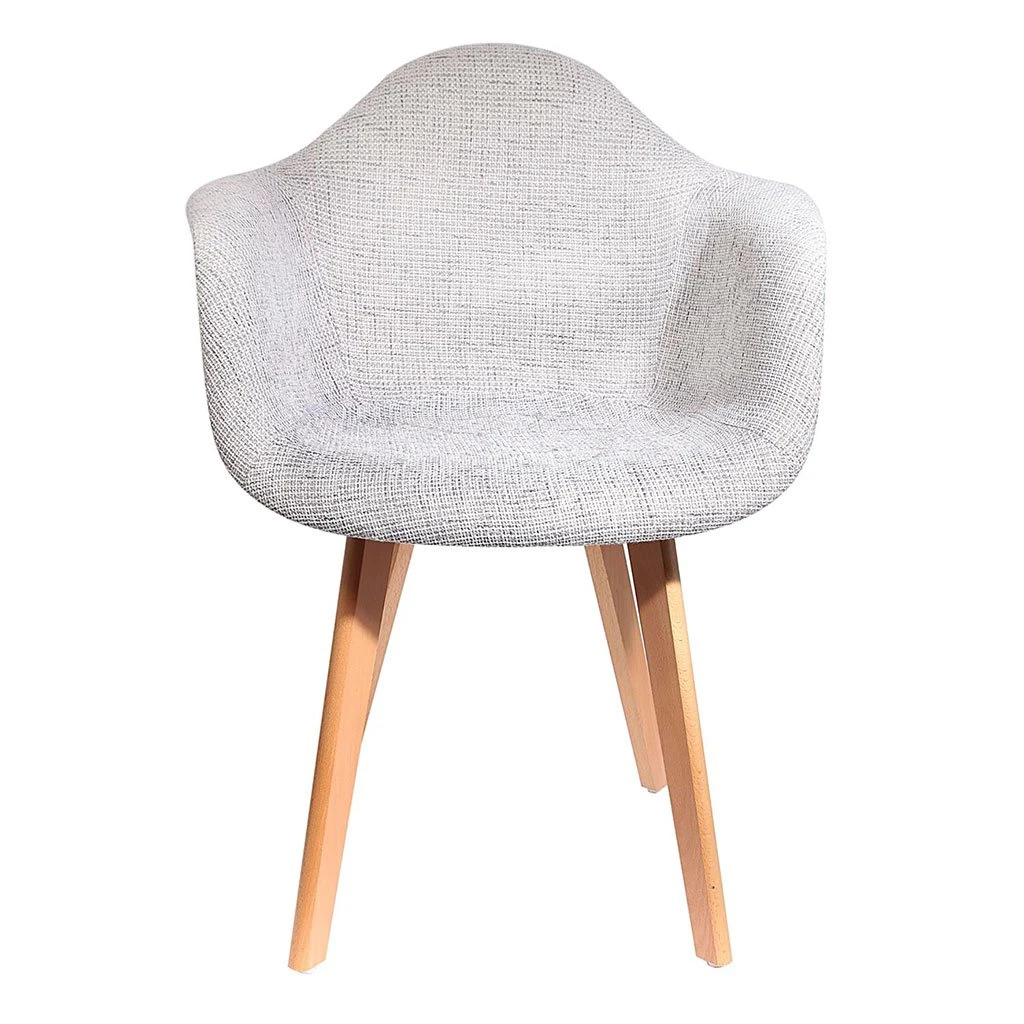 Home Déco Factory Chaise Avec Accoudoir En Tissu Grosse Maille Gris - Scarlett 4 Home Déco Factory Chaise Avec Accoudoir En Tissu Grosse Maille Gris - Scarlett – Image 2
