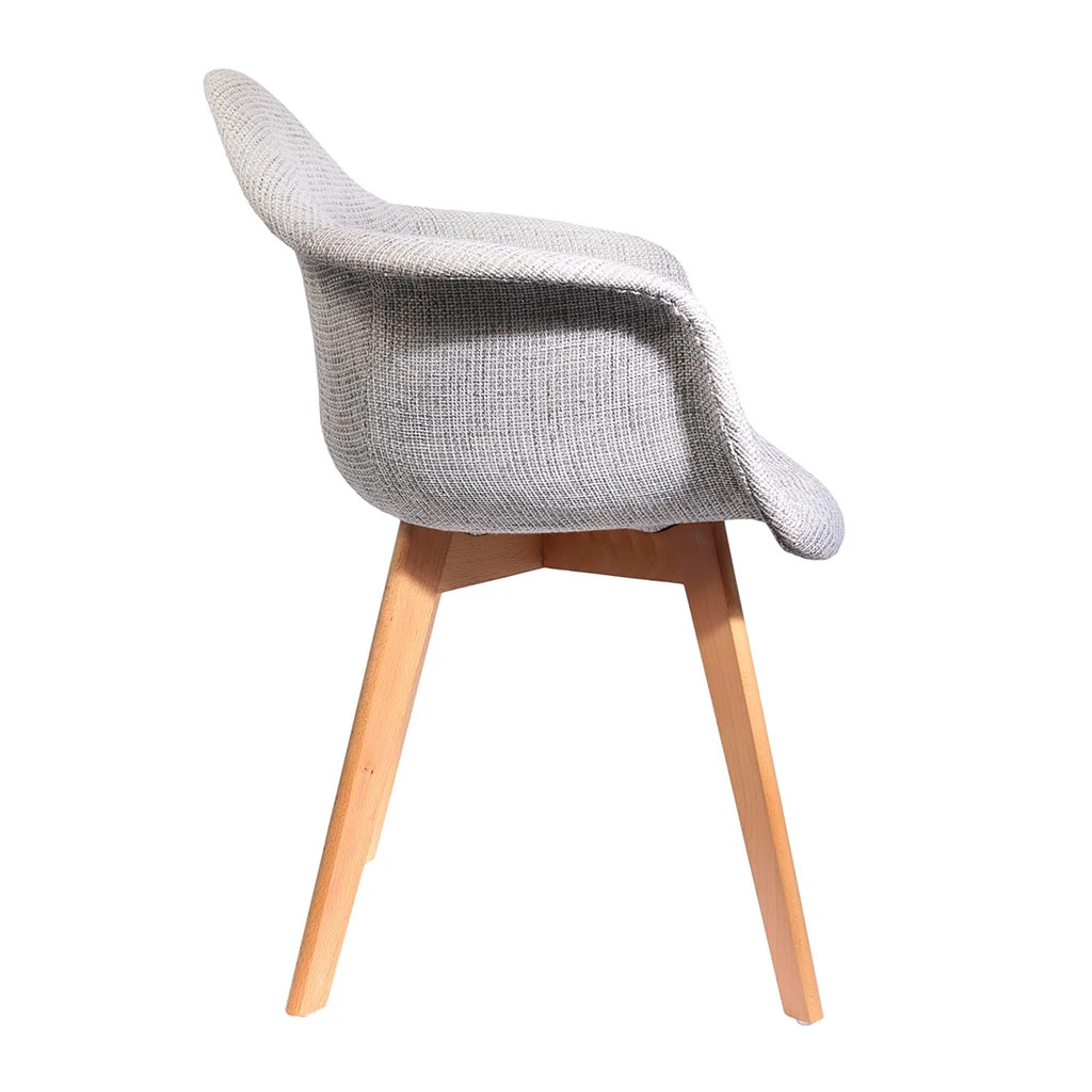 Home Déco Factory Chaise Avec Accoudoir En Tissu Grosse Maille Gris - Scarlett 5 Home Déco Factory Chaise Avec Accoudoir En Tissu Grosse Maille Gris - Scarlett – Image 3