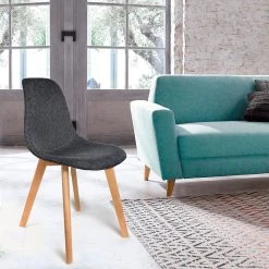 Home Déco Factory Chaise Salle à Manger En Tissu Grosse Maille Noir - Scarlett -Sema Design Boutique 623920 FRN06 WEB