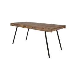 White Label Living Table à Manger En Teck Massif Et Pieds Métal 200x90cm - Suri