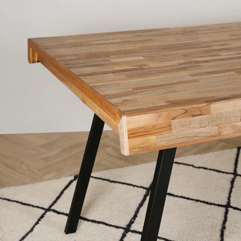 White Label Living Table à Manger En Teck Massif Et Pieds Métal 200x90cm - Suri 8 White Label Living Table à Manger En Teck Massif Et Pieds Métal 200x90cm - Suri – Image 6