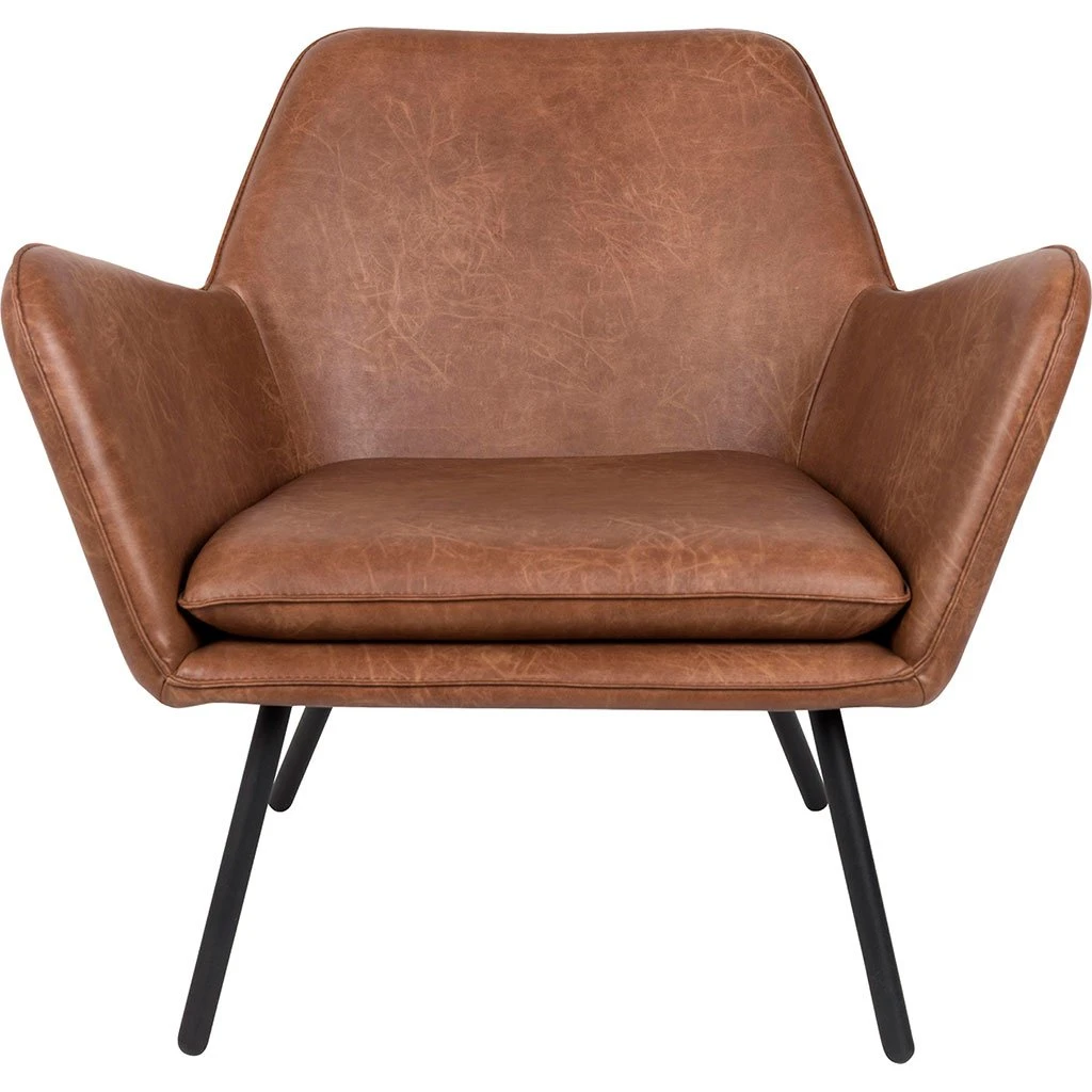 White Label Living Fauteuil Effet Cuir Vintage Marron - Bastien 3 White Label Living Fauteuil Effet Cuir Vintage Marron - Bastien