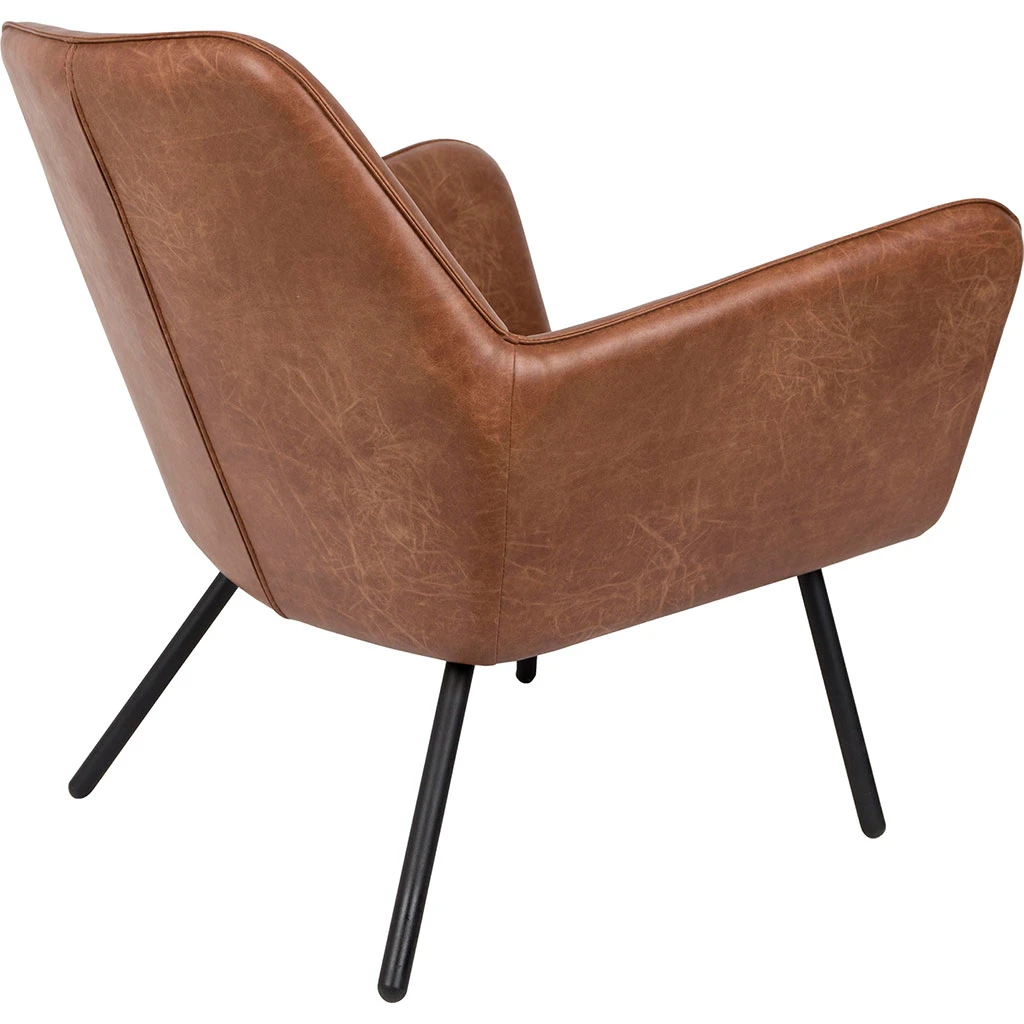 White Label Living Fauteuil Effet Cuir Vintage Marron - Bastien 6 White Label Living Fauteuil Effet Cuir Vintage Marron - Bastien – Image 4