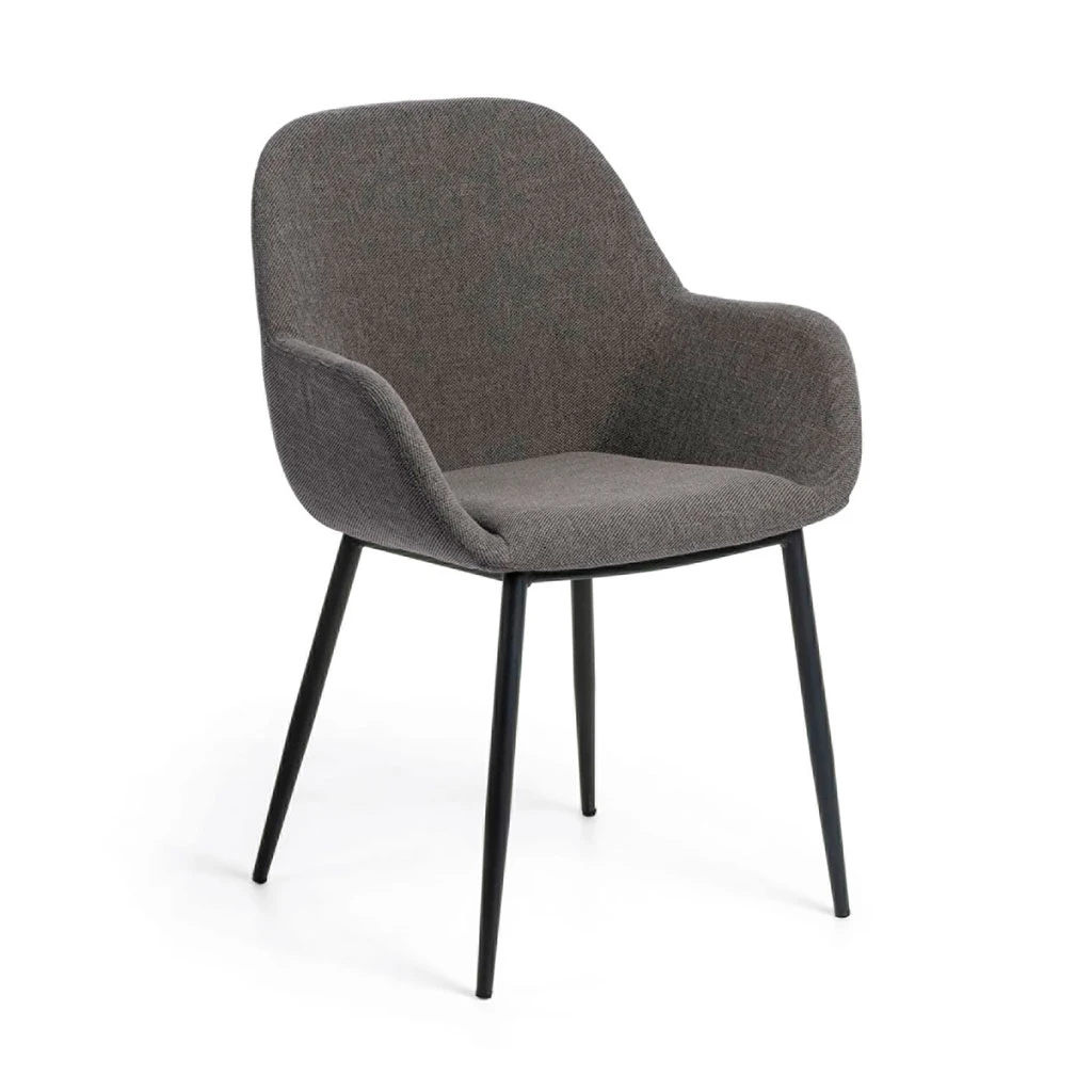 La Forma Chaise Avec Accoudoir En Tissu Gris Foncé - Konna 3 La Forma Chaise Avec Accoudoir En Tissu Gris Foncé - Konna