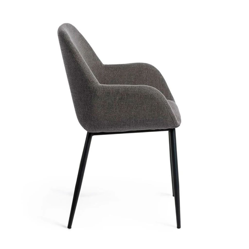 La Forma Chaise Avec Accoudoir En Tissu Gris Foncé - Konna 4 La Forma Chaise Avec Accoudoir En Tissu Gris Foncé - Konna – Image 2