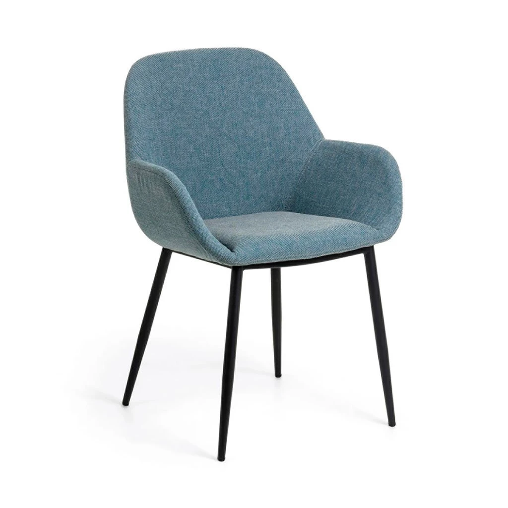 La Forma Chaise Avec Accoudoir En Tissu Bleu Clair - Konna 3 La Forma Chaise Avec Accoudoir En Tissu Bleu Clair - Konna
