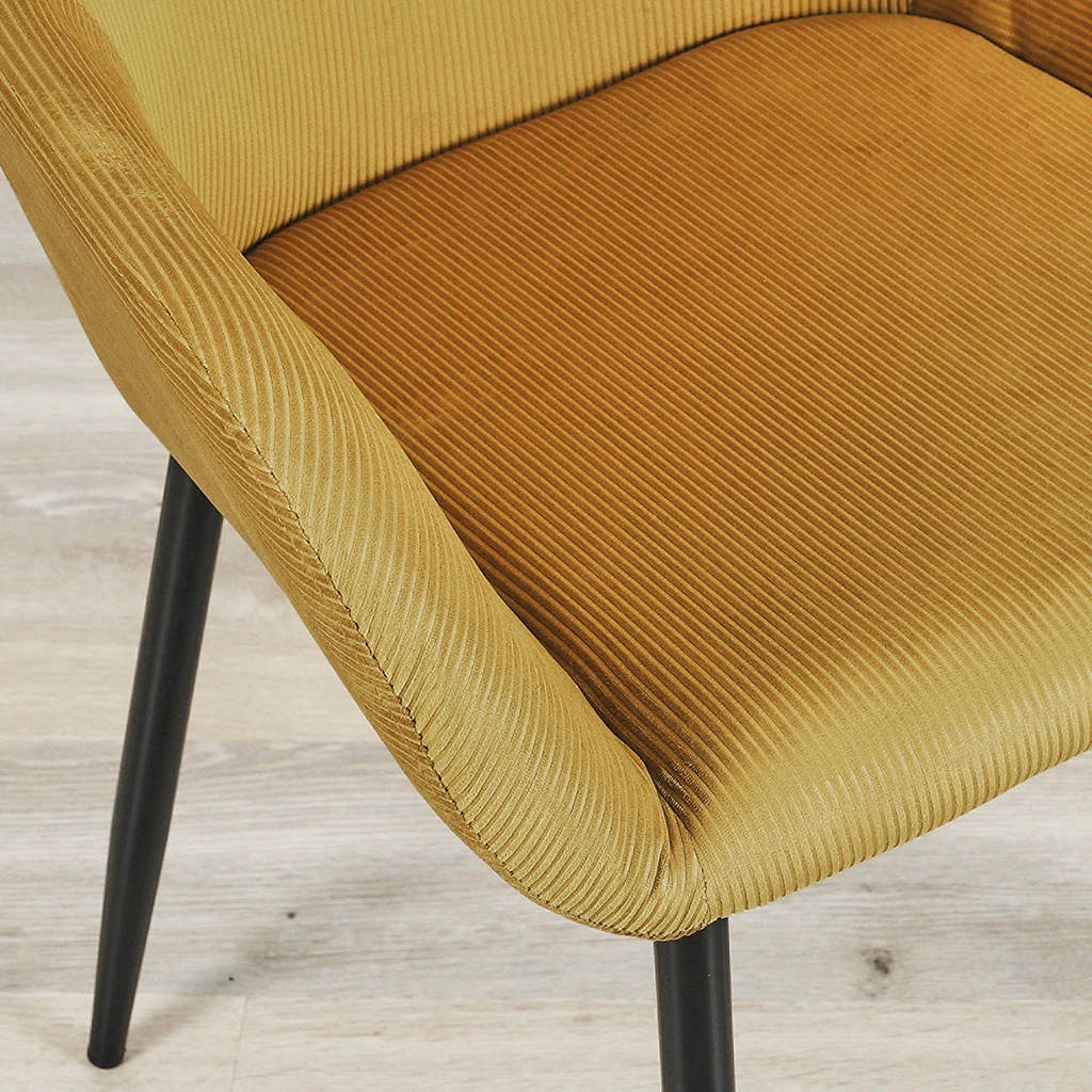 Home Déco Factory Chaise Avec Accoudoir En Velours Cotelé Moutarde - Julia 7 Home Déco Factory Chaise Avec Accoudoir En Velours Cotelé Moutarde - Julia – Image 5