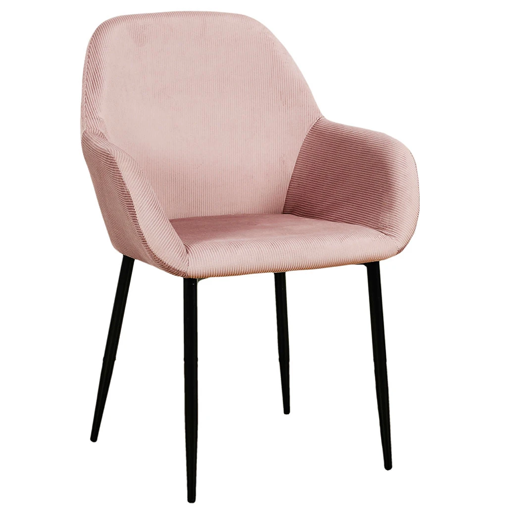 Home Déco Factory Chaise Avec Accoudoir En Velours Cotelé Rose - Julia 3 Home Déco Factory Chaise Avec Accoudoir En Velours Cotelé Rose - Julia