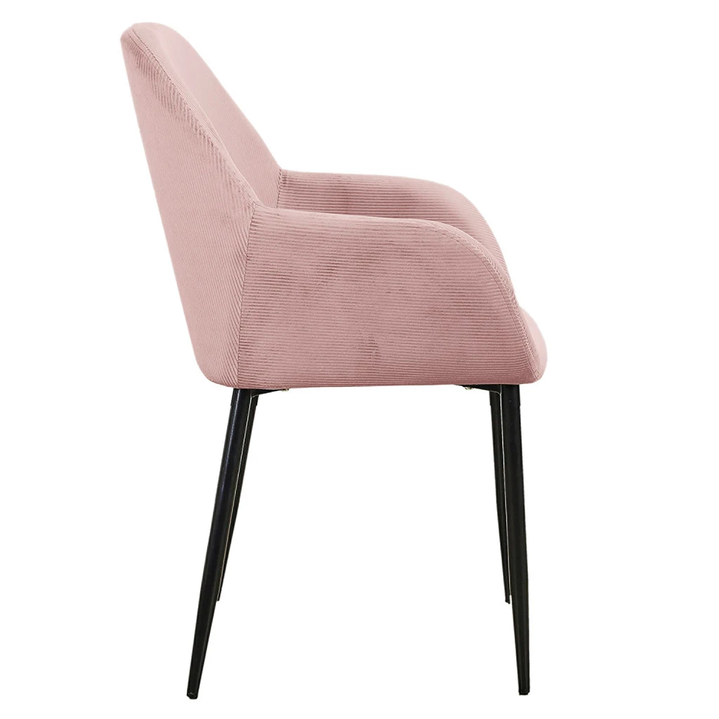 Home Déco Factory Chaise Avec Accoudoir En Velours Cotelé Rose - Julia 5 Home Déco Factory Chaise Avec Accoudoir En Velours Cotelé Rose - Julia – Image 3