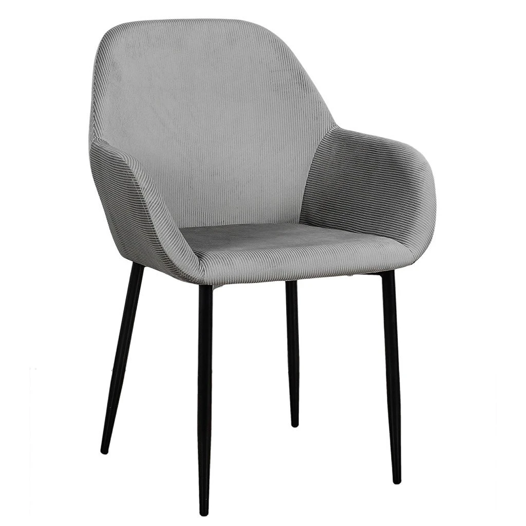 Home Déco Factory Chaise Avec Accoudoir En Velours Cotelé Gris - Julia 3 Home Déco Factory Chaise Avec Accoudoir En Velours Cotelé Gris - Julia