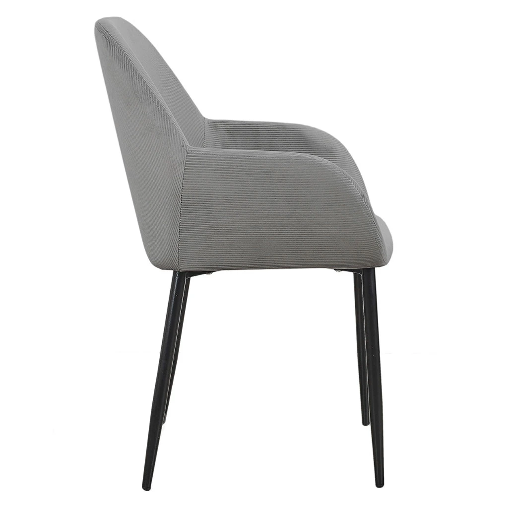 Home Déco Factory Chaise Avec Accoudoir En Velours Cotelé Gris - Julia 5 Home Déco Factory Chaise Avec Accoudoir En Velours Cotelé Gris - Julia – Image 3