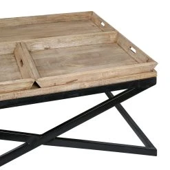 PG Trading Table Basse Carrée Avec Plateaux En Manguier Et Fer Noir L120cm - Noe -Sema Design Boutique 630493 DET02 WEB