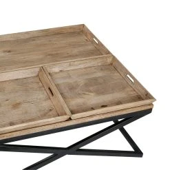 PG Trading Table Basse Carrée Avec Plateaux En Manguier Et Fer Noir L120cm - Noe -Sema Design Boutique 630493 DET03 WEB