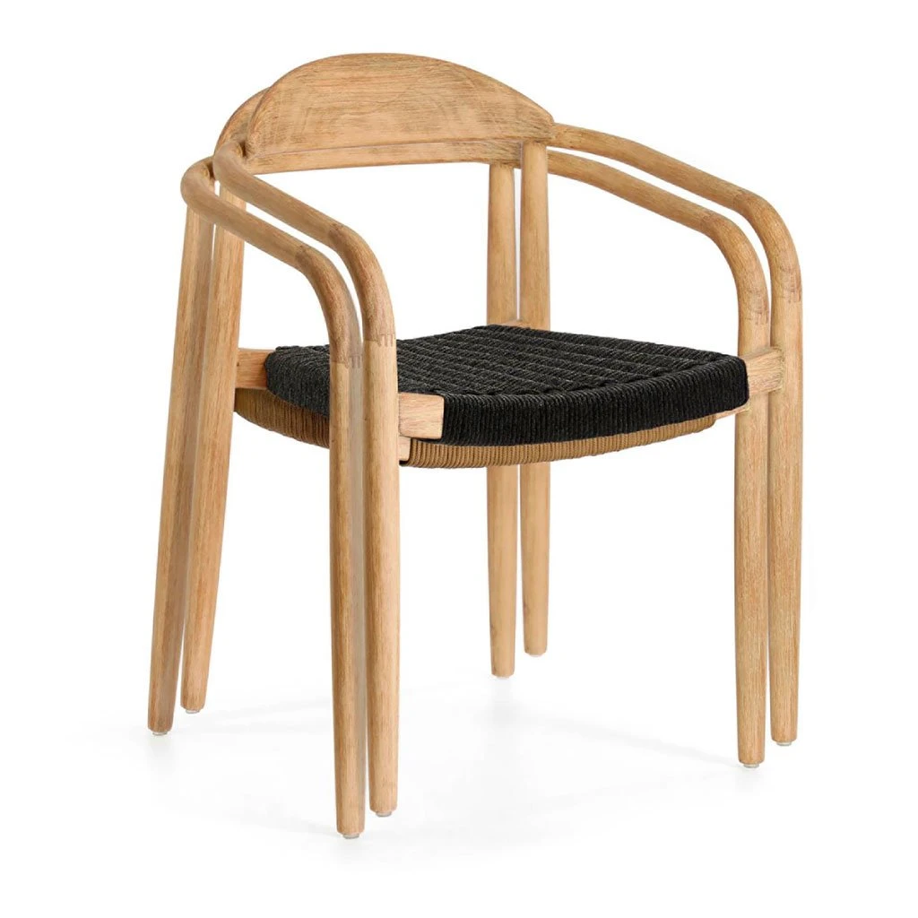La Forma Chaise Salle à Manger En Bois D'acacia Et Corde Noir - Nina 6 La Forma Chaise Salle à Manger En Bois D'acacia Et Corde Noir - Nina – Image 4