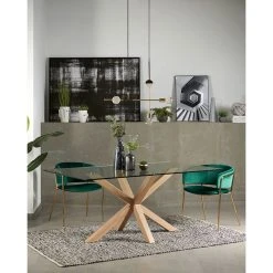 La Forma Table à Manger Plateau En Verre Et Pieds En Acier Effet Bois 160x90cm - Argo -Sema Design Boutique 632951 FRN06 WEB