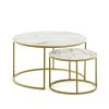 La Forma Table Basse Gigogne Ronde (lot De 2) Effet Marbre Blanc Et Fer Doré - Léonor -Sema Design Boutique 633008 FRN01 WEB